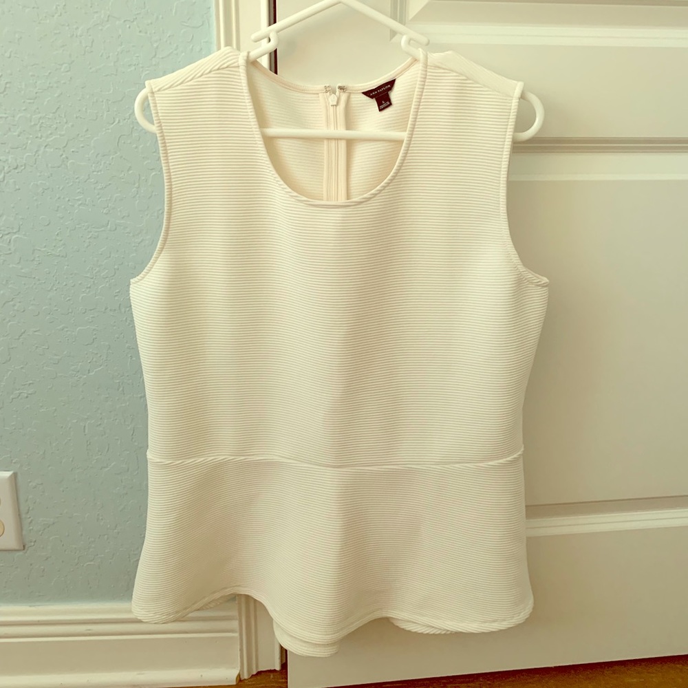 Ann Taylor peplum top off white
